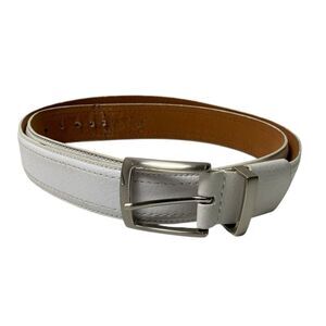 Nike Golf White Genuine Leather Belt Men's Size 42 Swoosh Buckle